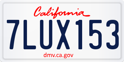 CA license plate 7LUX153