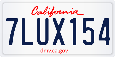 CA license plate 7LUX154