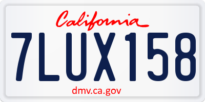 CA license plate 7LUX158