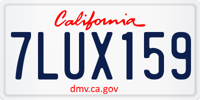 CA license plate 7LUX159