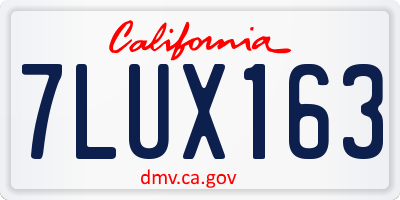 CA license plate 7LUX163