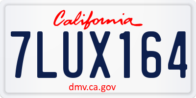 CA license plate 7LUX164