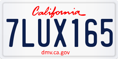 CA license plate 7LUX165
