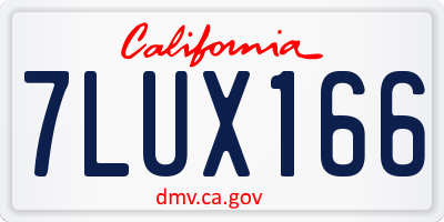 CA license plate 7LUX166