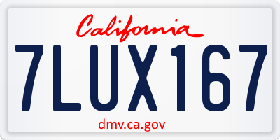 CA license plate 7LUX167