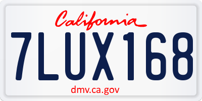 CA license plate 7LUX168