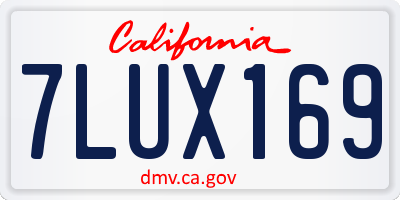 CA license plate 7LUX169