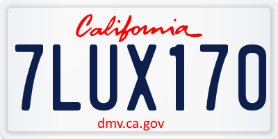 CA license plate 7LUX170