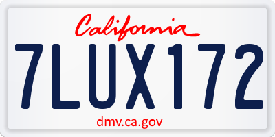 CA license plate 7LUX172