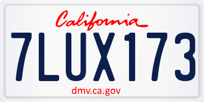 CA license plate 7LUX173