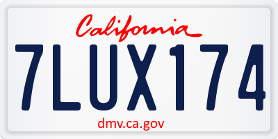 CA license plate 7LUX174