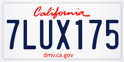 CA license plate 7LUX175