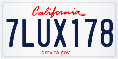 CA license plate 7LUX178