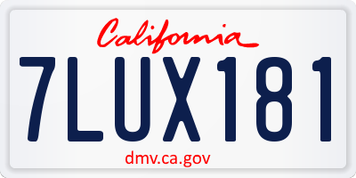 CA license plate 7LUX181