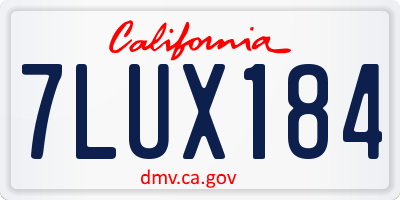CA license plate 7LUX184