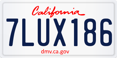 CA license plate 7LUX186