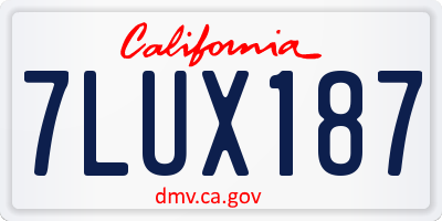 CA license plate 7LUX187