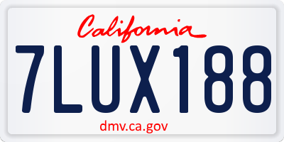 CA license plate 7LUX188
