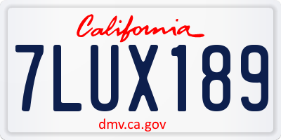CA license plate 7LUX189
