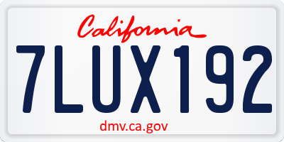 CA license plate 7LUX192