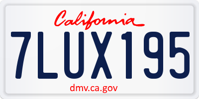 CA license plate 7LUX195
