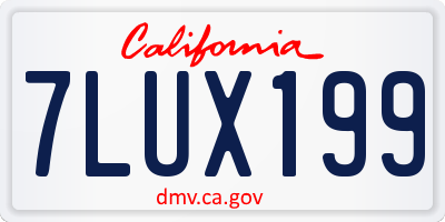 CA license plate 7LUX199