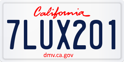 CA license plate 7LUX201