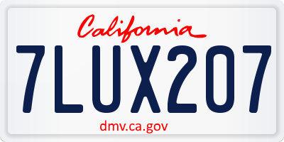CA license plate 7LUX207