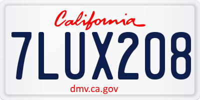 CA license plate 7LUX208