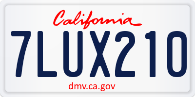 CA license plate 7LUX210