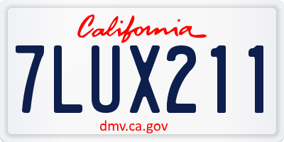 CA license plate 7LUX211