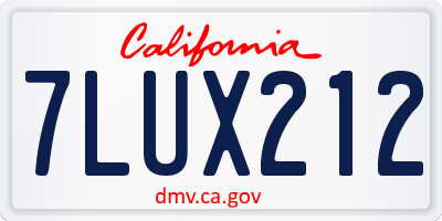 CA license plate 7LUX212