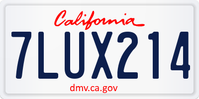 CA license plate 7LUX214
