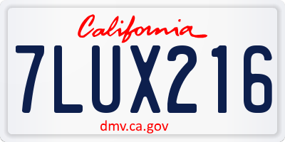CA license plate 7LUX216