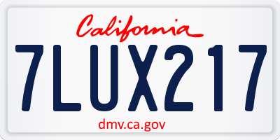CA license plate 7LUX217