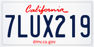 CA license plate 7LUX219