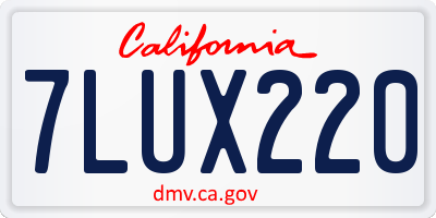 CA license plate 7LUX220