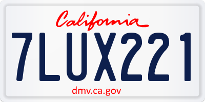 CA license plate 7LUX221