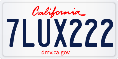 CA license plate 7LUX222