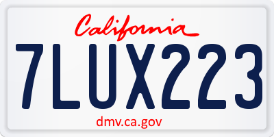 CA license plate 7LUX223