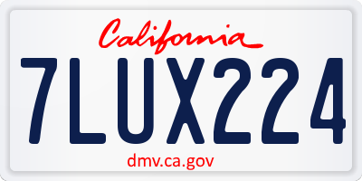 CA license plate 7LUX224