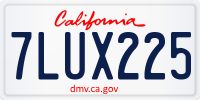 CA license plate 7LUX225