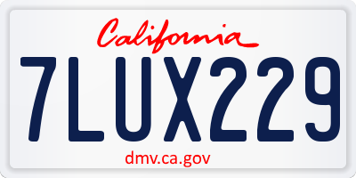 CA license plate 7LUX229