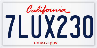 CA license plate 7LUX230
