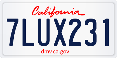CA license plate 7LUX231