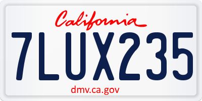 CA license plate 7LUX235