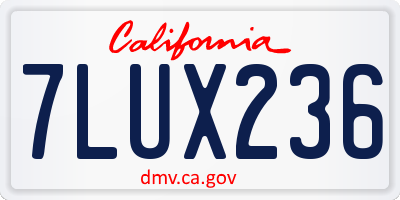 CA license plate 7LUX236
