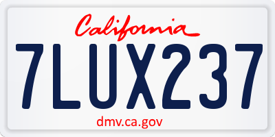 CA license plate 7LUX237