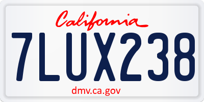 CA license plate 7LUX238