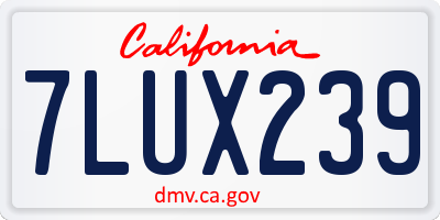 CA license plate 7LUX239
